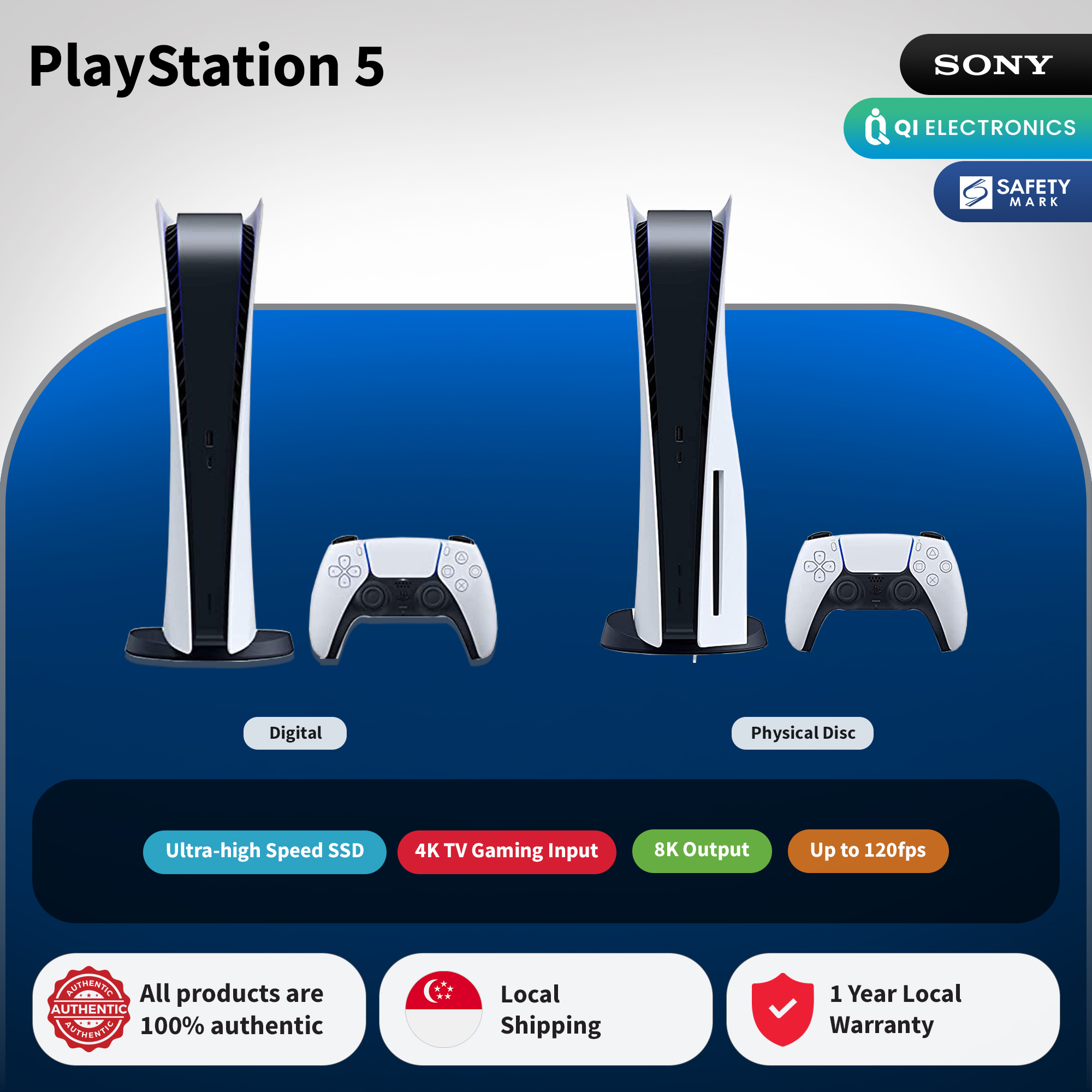 Sony Playstation 5 PS5 Console (Digital Edition / Physical Disc Edition)