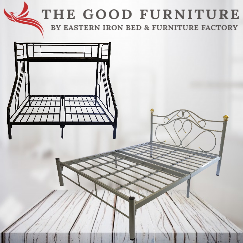 [TheGoodFurniture] Queen Metal bed frame. Queen size bed Single metal frame. Metal Bed. Bunk bed.